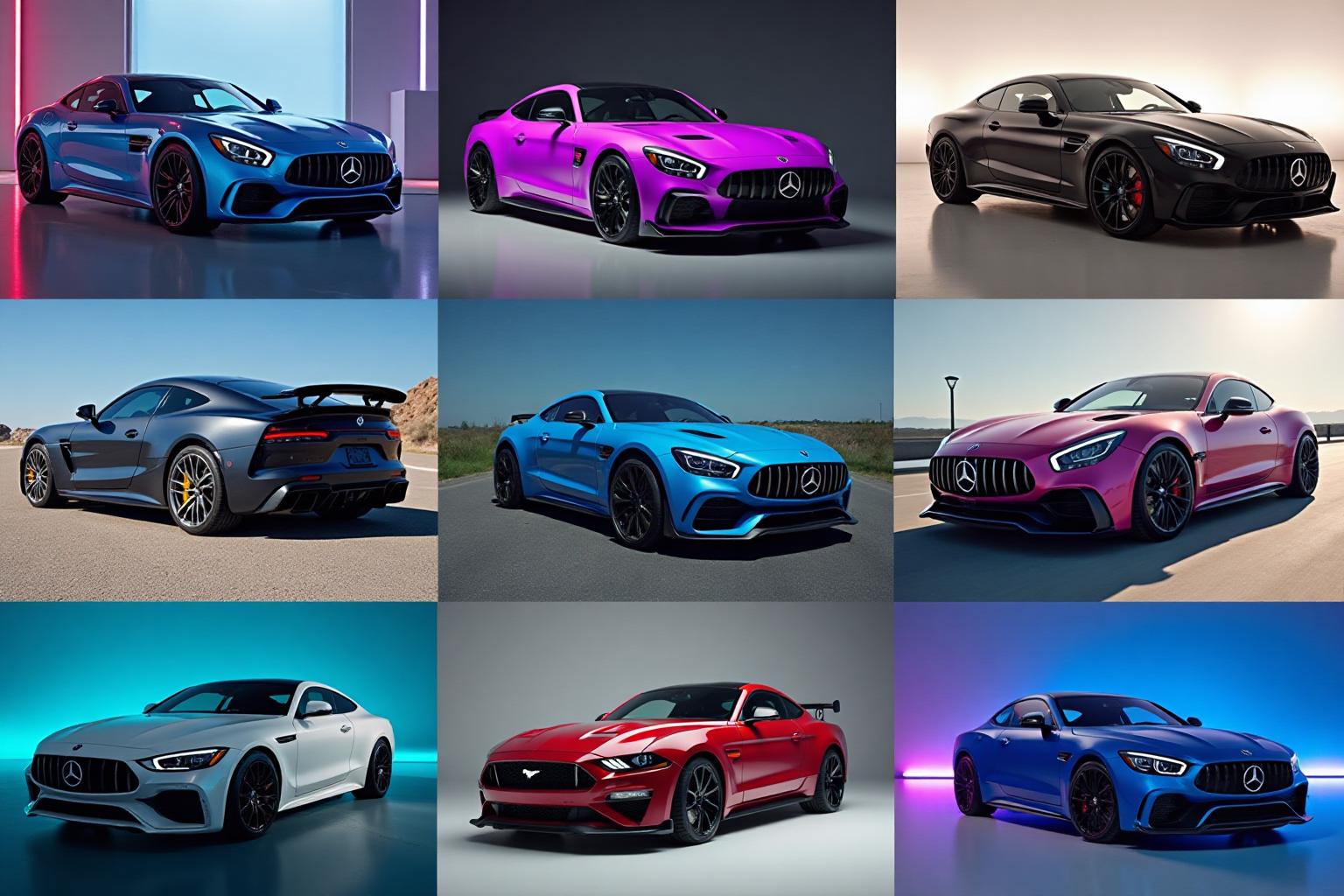 Showcase of cars with different vinyl wraps